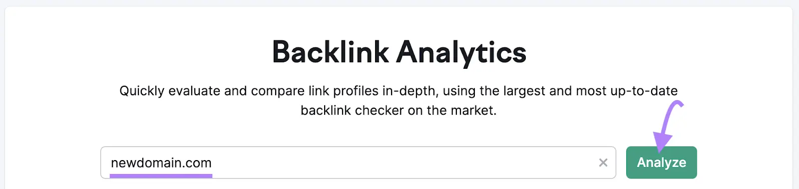 new domain entered into Backlinks tool