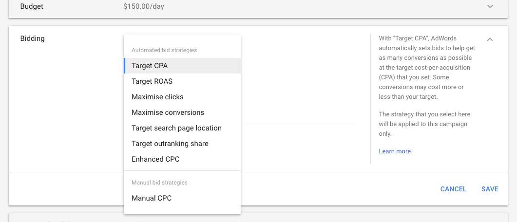 Google Bidding Strategies
