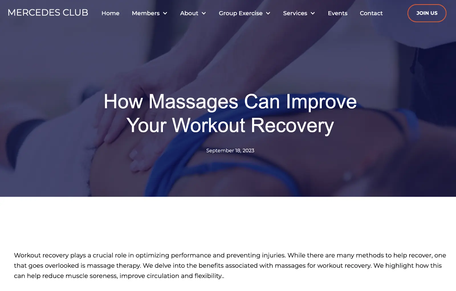Mercedes Club blog post about recovering from workouts.