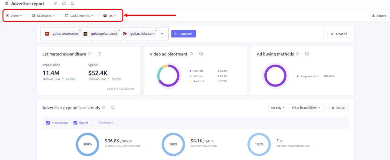 How to change the settings in your report in AdClarity — Advertising Intelligence